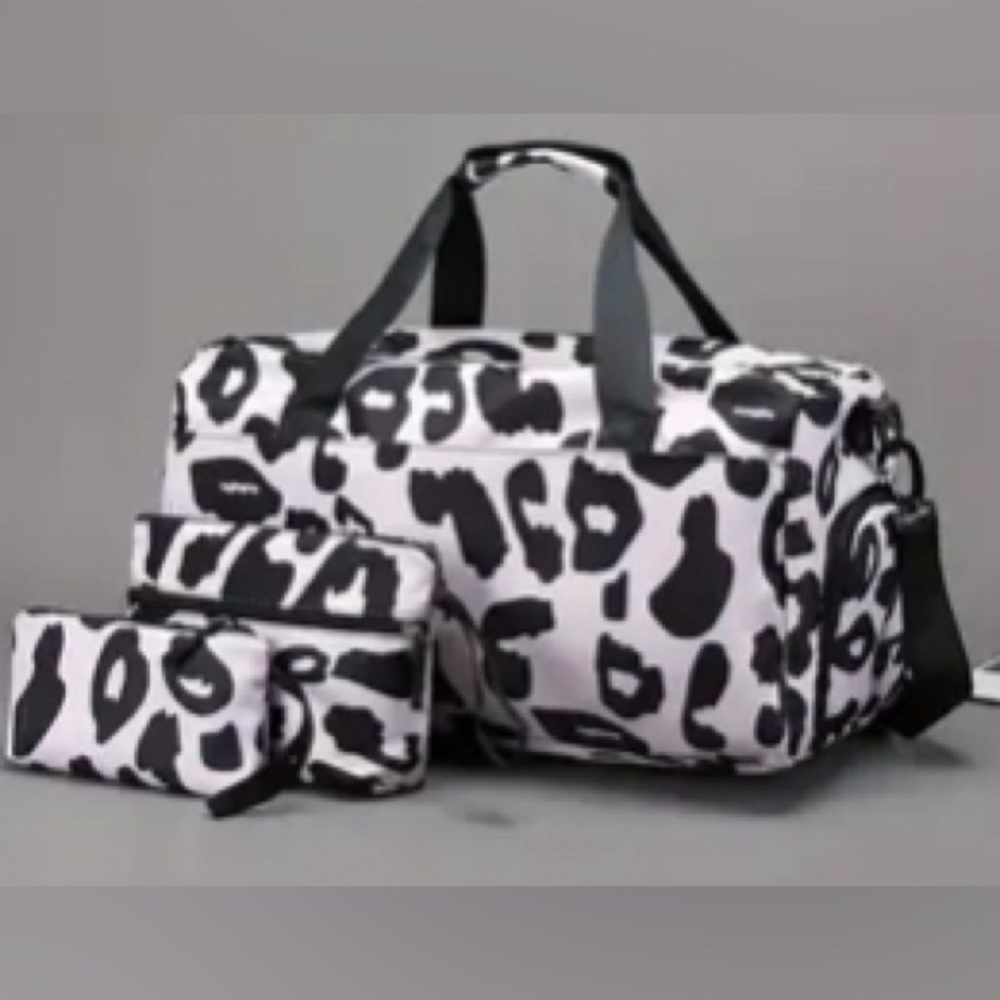 Set of 3 Black Animal Print Duffle Bag
